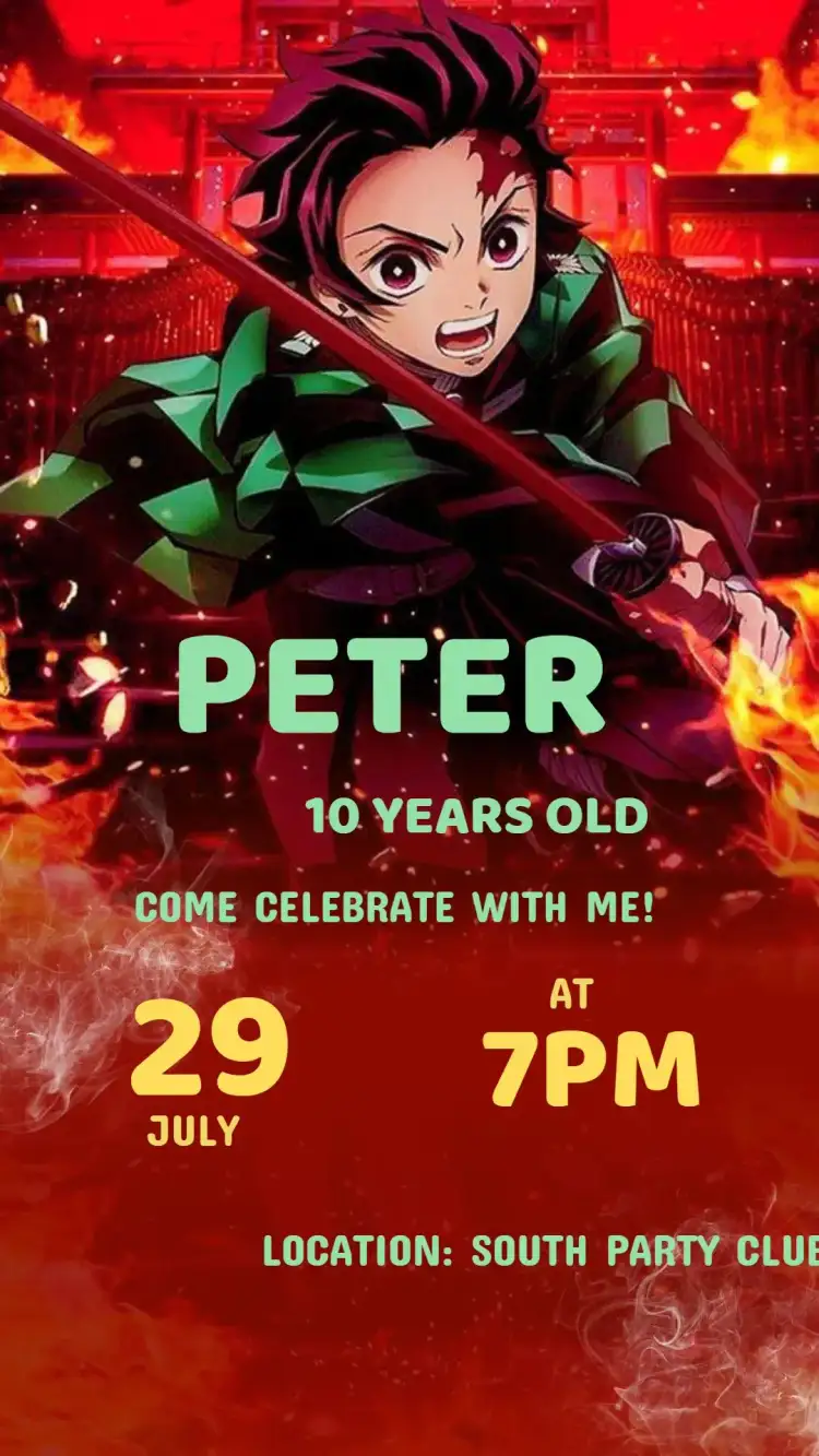 Birthday Invitation Damon Slayer