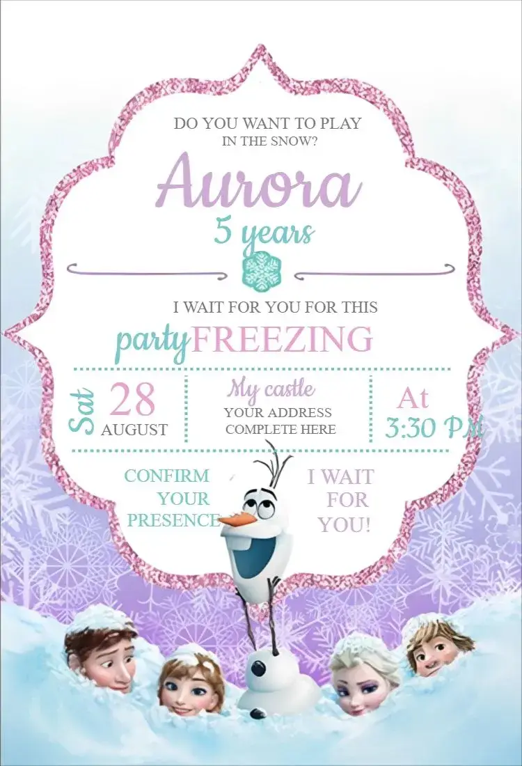 Invite Frozen 3 editable and customizable
