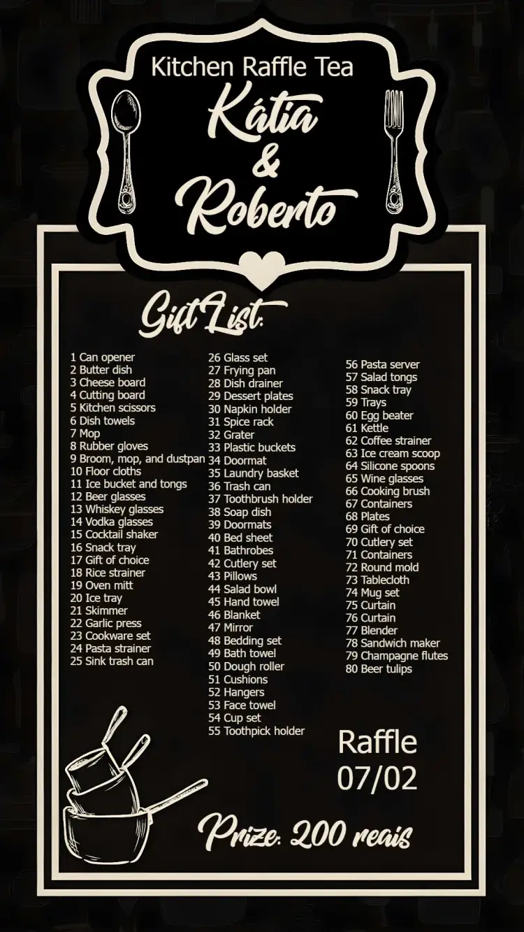 Invitation Gray Kitchen Raffle Tea – Bridal Shower theme gray, chalkboard, modern, minimalist, elegant