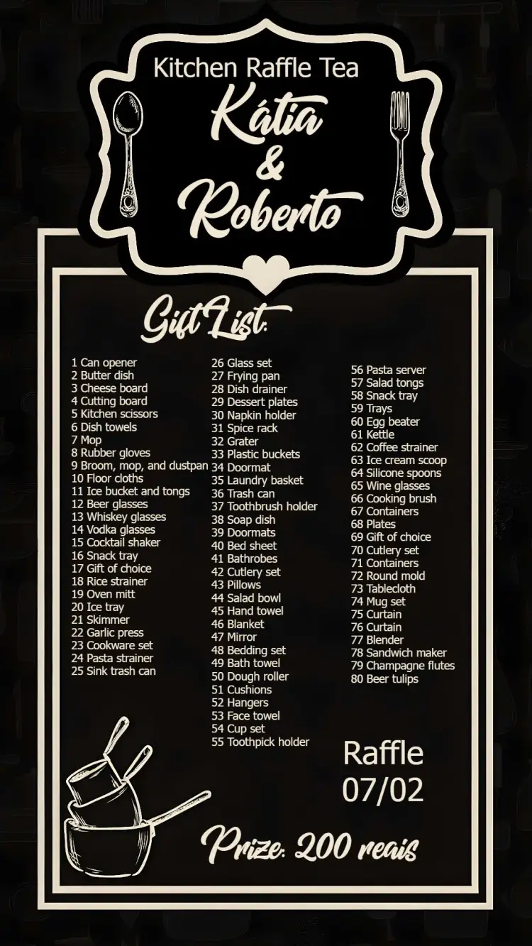 Gray Kitchen Raffle Tea invitation