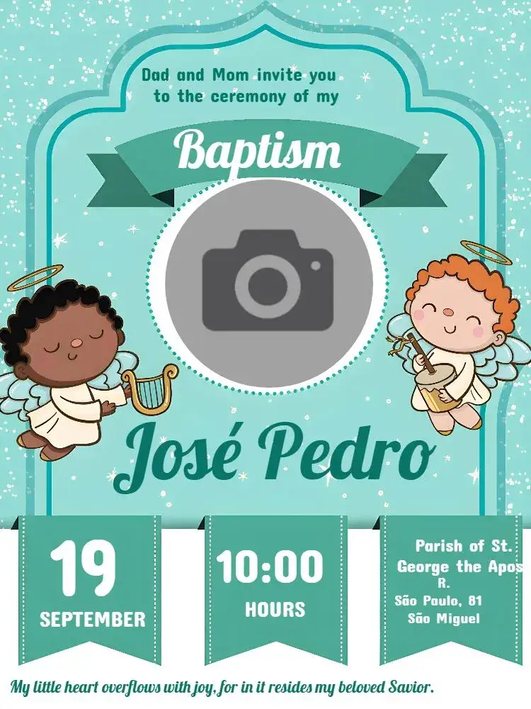 Invitation Green Photo Baptism – Baptism theme green, modern, minimalist, photography, clean
