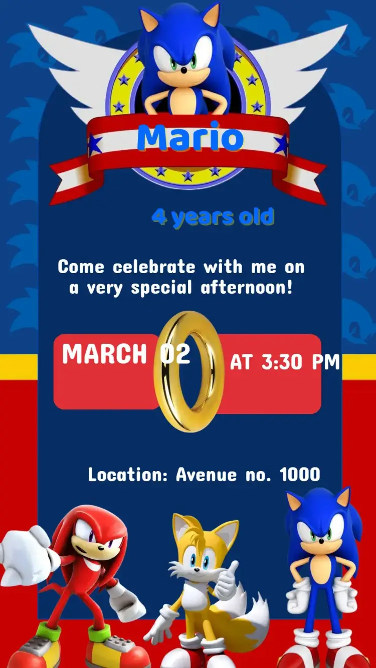 Sonic Birthday Invitation
