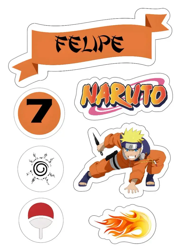 Invitation Naruto Orange Cake Topper – Cake topper theme modern, anime, colorful, themed, fun