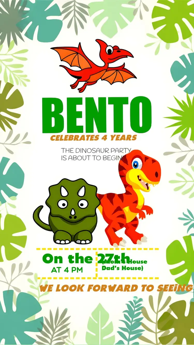 Green Dinosaur invitation