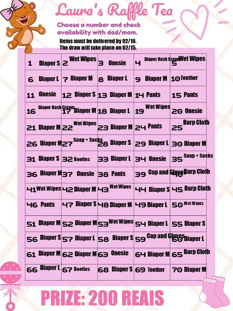 Brown Teddy Bear Tea Raffle invitation