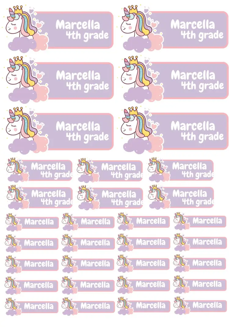 Unicorn Pink School Label invitation