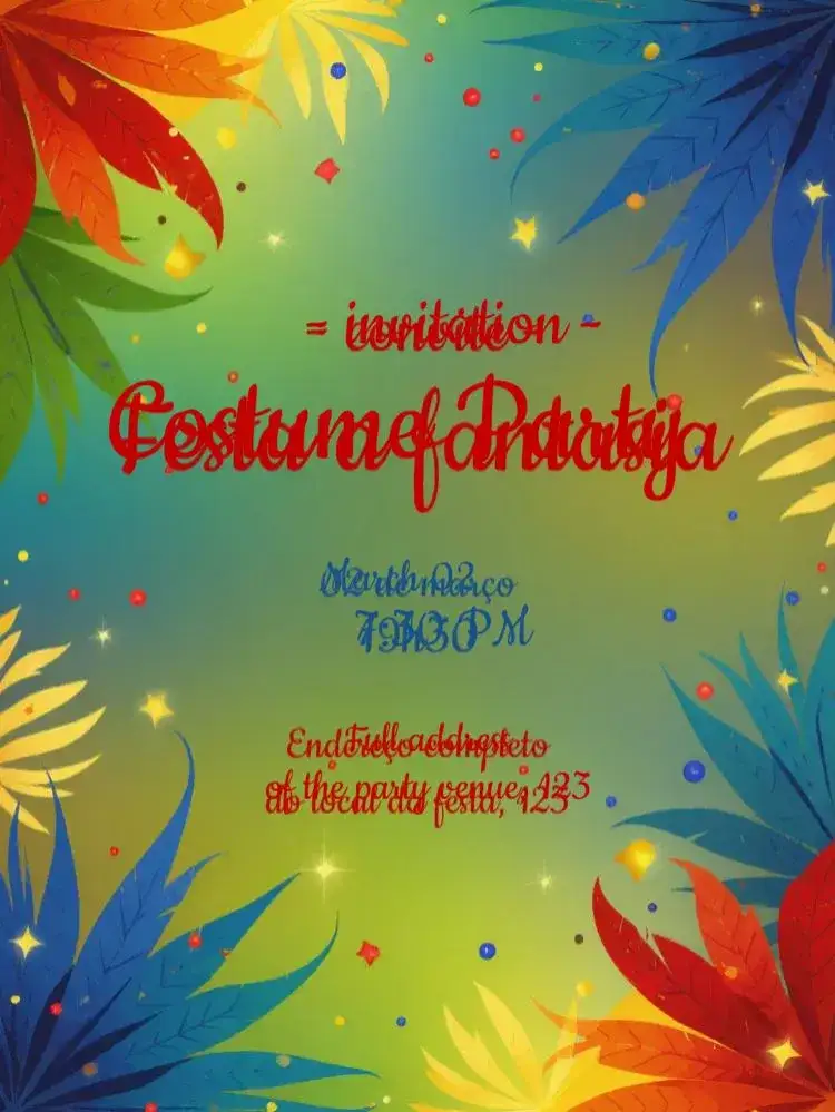 Invitation Carnival Bloquinho – Commemorative Dates theme colorful, fun, festive, modern, tropical