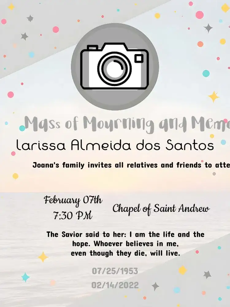 Invitation Seventh-Day Funeral Mass With Photo Message – Commemorative Dates theme minimalist, sober, elegant, modern, classic