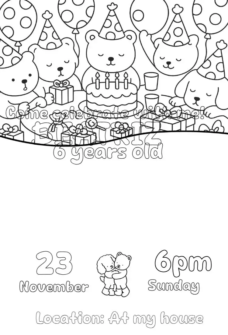 bobbie goods digital coloring invitation