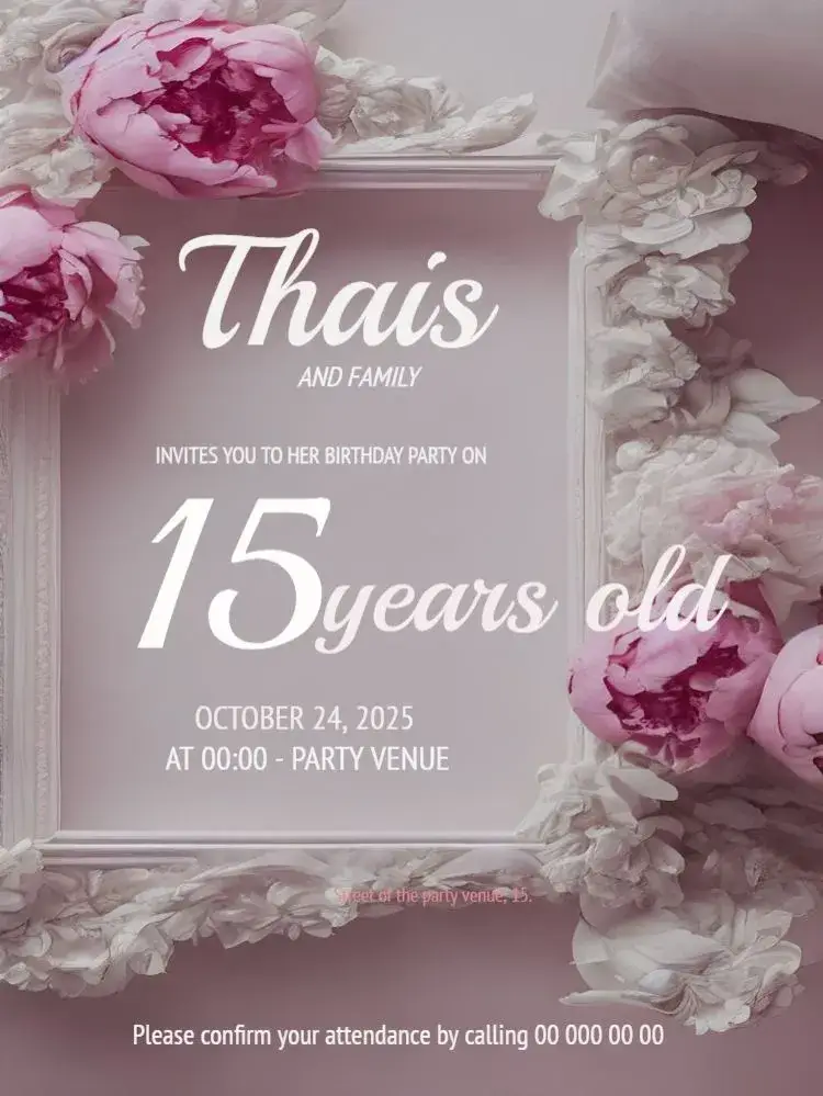 15 Years Pink Editable Digital invitation