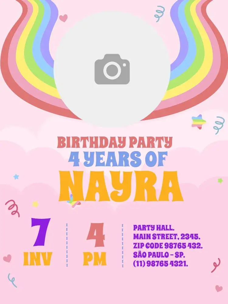 Invitation Colorful Cute Star Party – Kids' Birthday Party theme colorful, playful, cute, modern, thematic