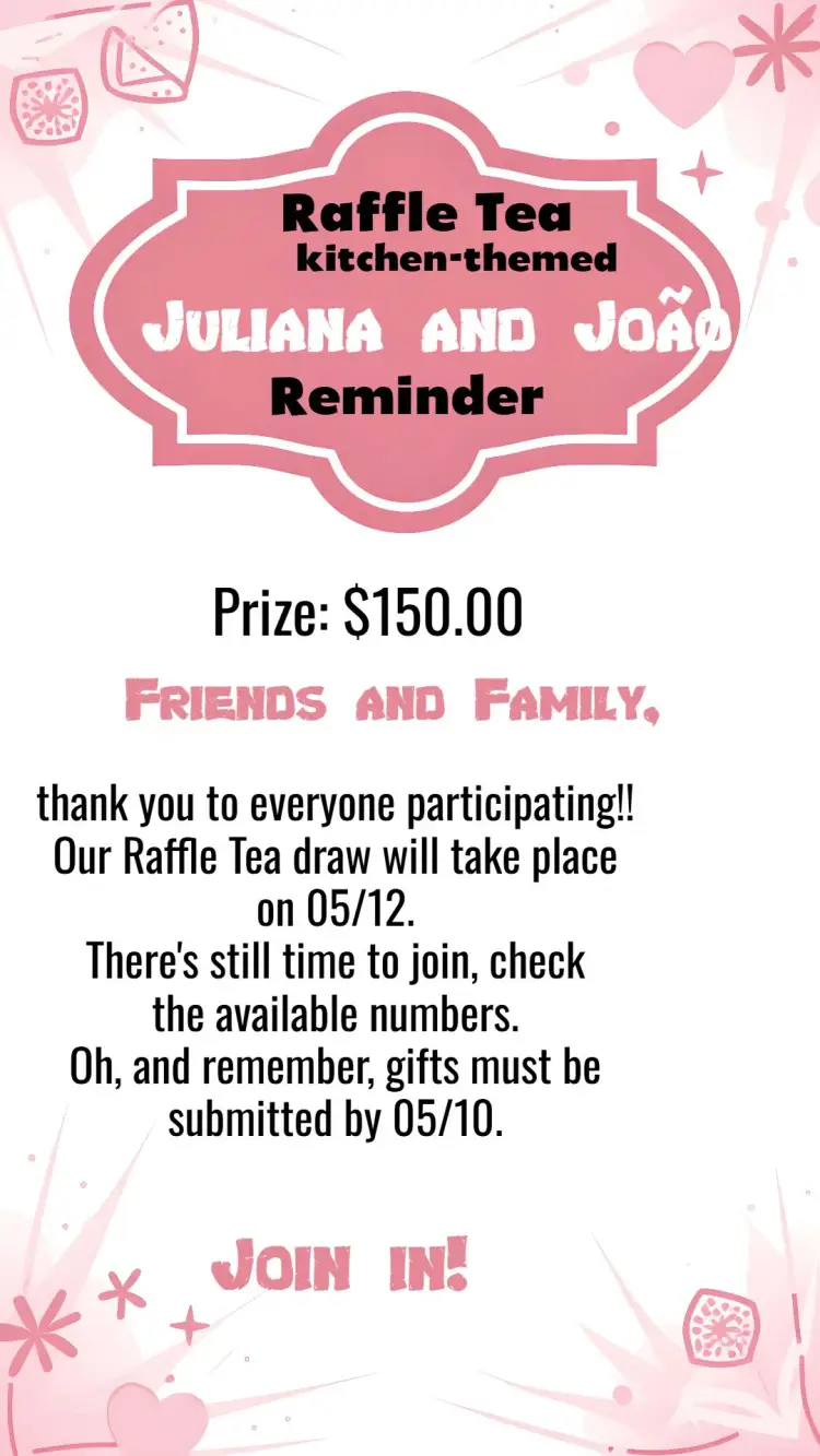 Lembrete Kitchen Raffle Tea Pink Slate invitation