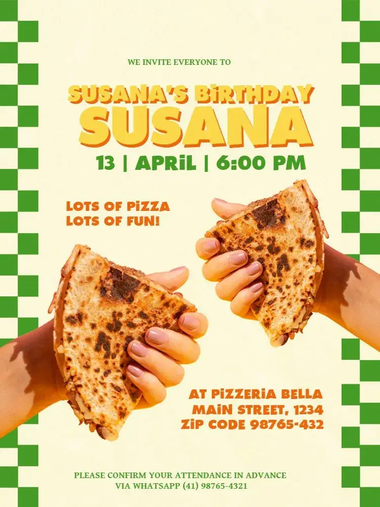 With Vintage Pizza Theme Celebration invitation