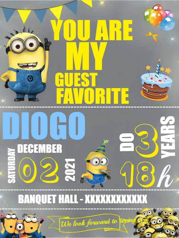 Invitation Minions Balls – Most searched for theme fun, colorful, childish, playful, themed, modern