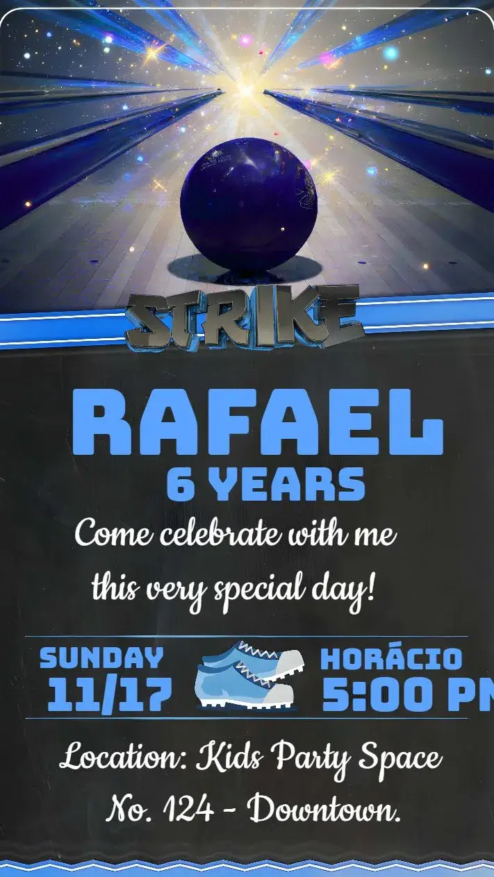 Bowling Boy Strike invitation
