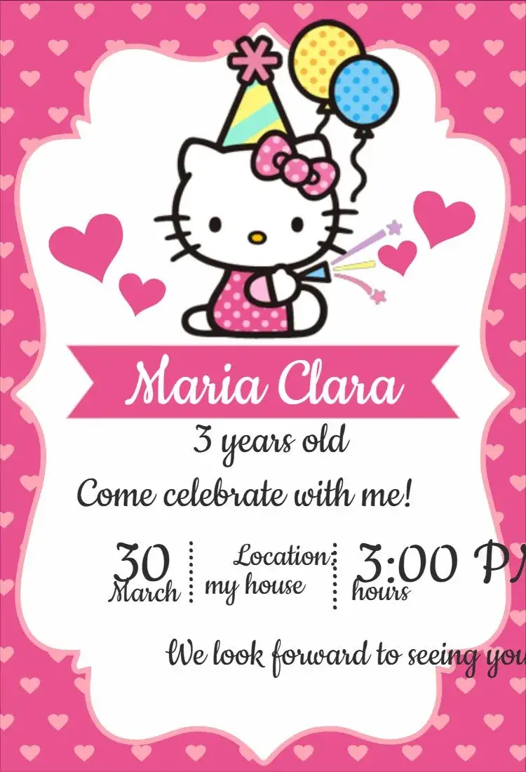 Invite Hello Kitty 1 editable and customizable