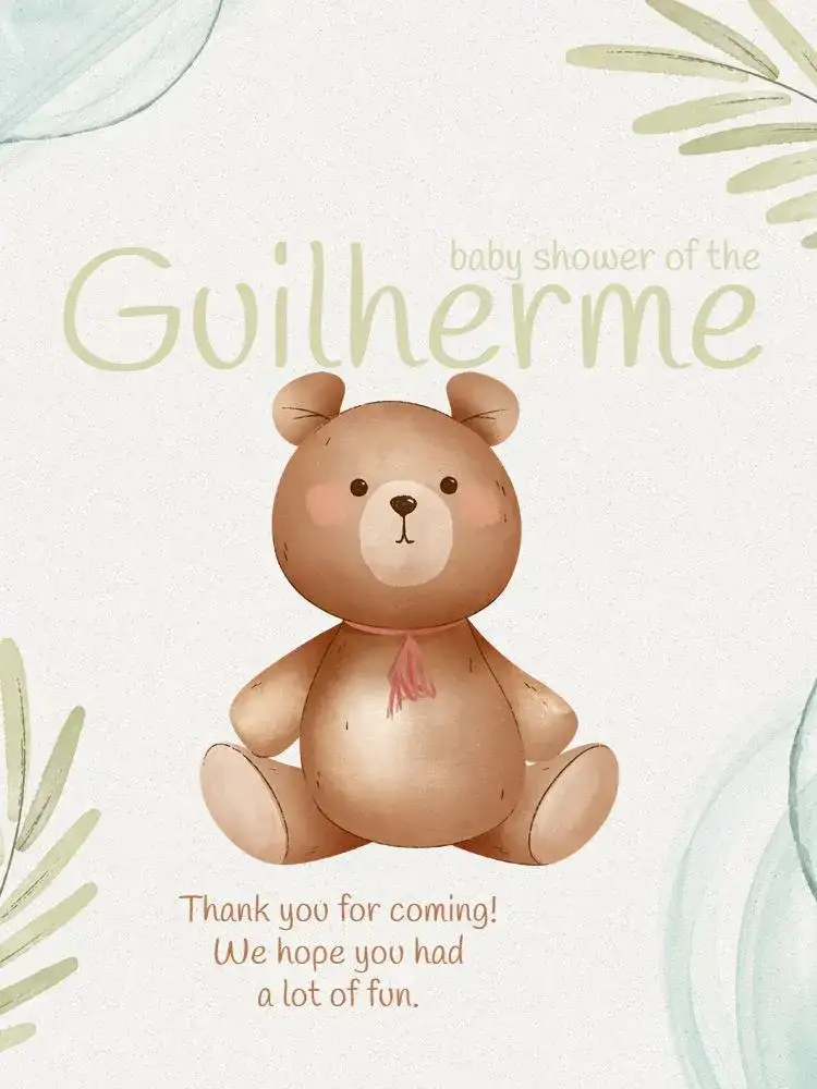Thank You Card Baby Shower Presence Playful Diaper Tea