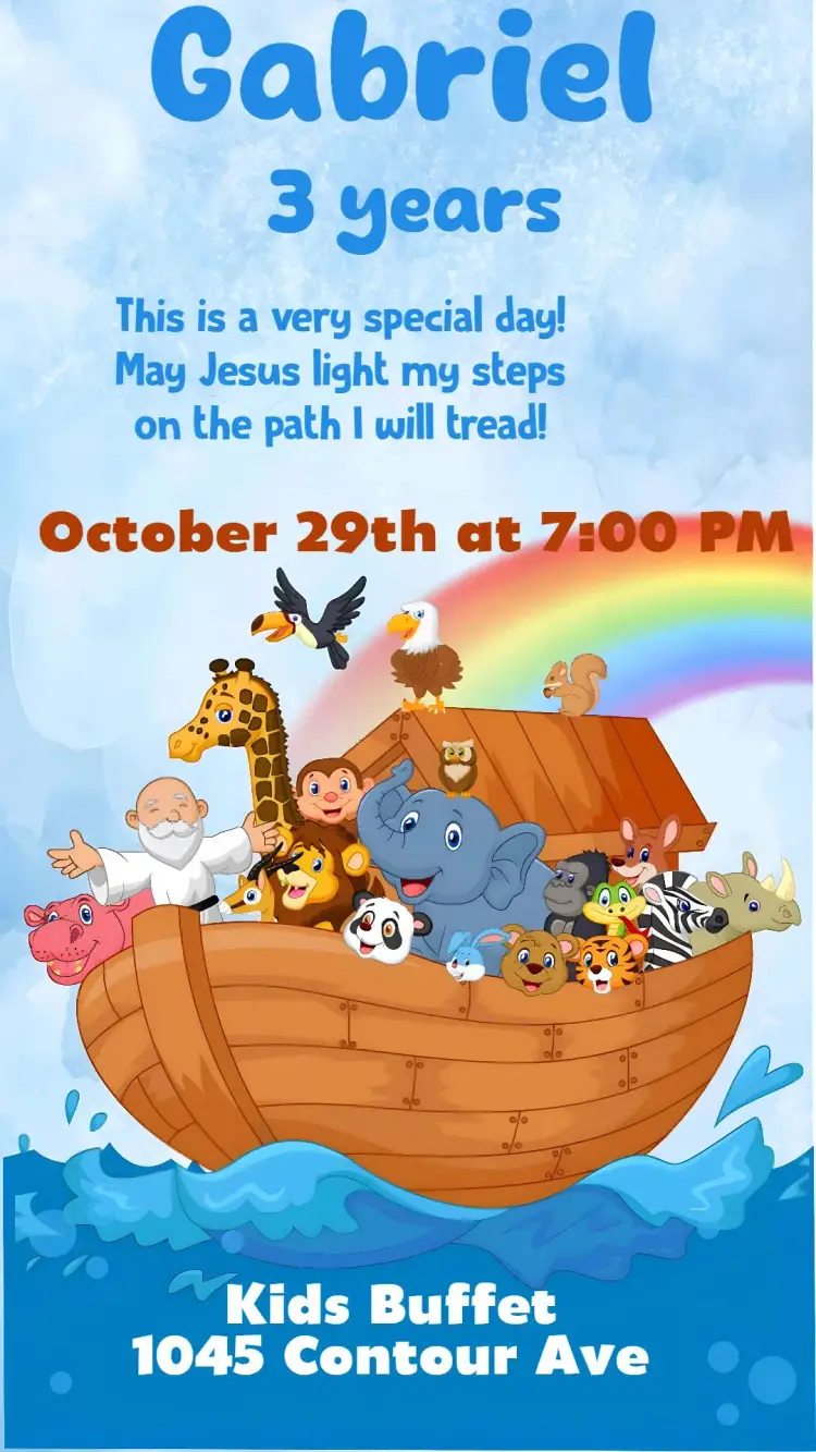 Invitation Noah's Ark – Kids' Birthday Party theme