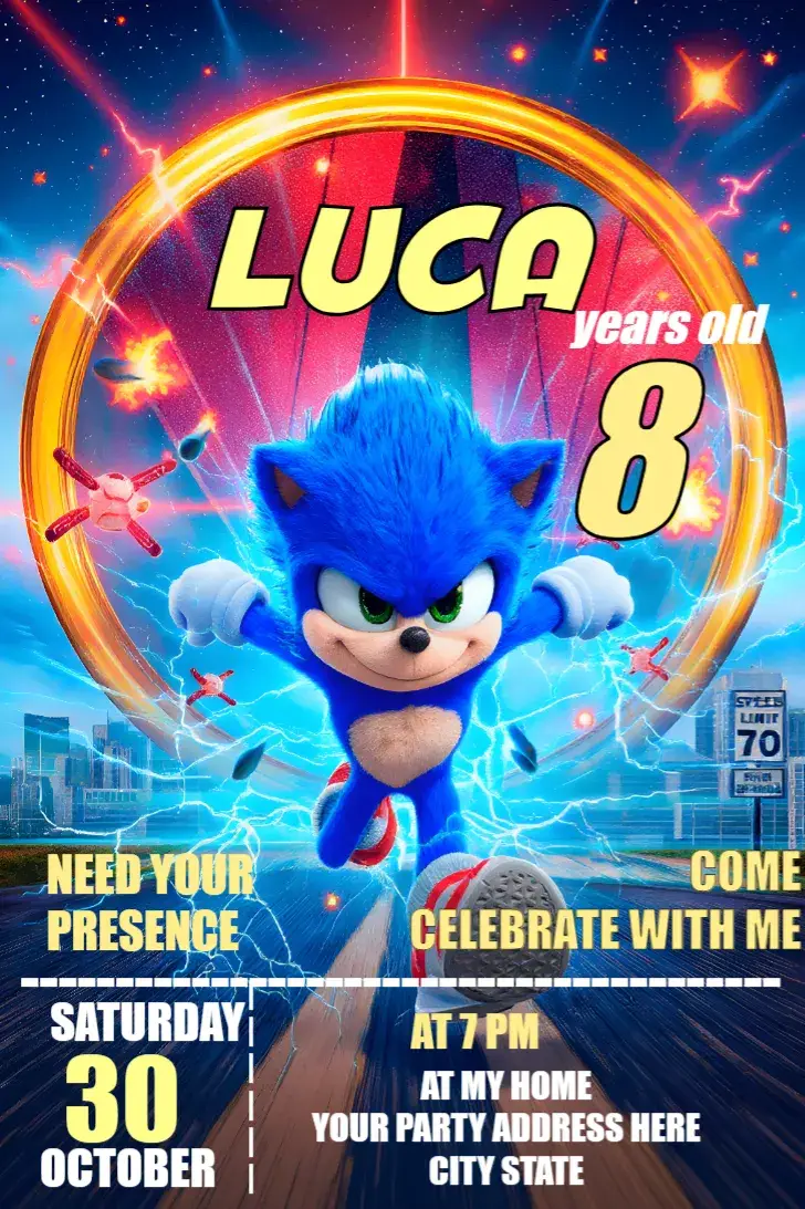 Sonic The Hedgehog Movie Knuckles invitation