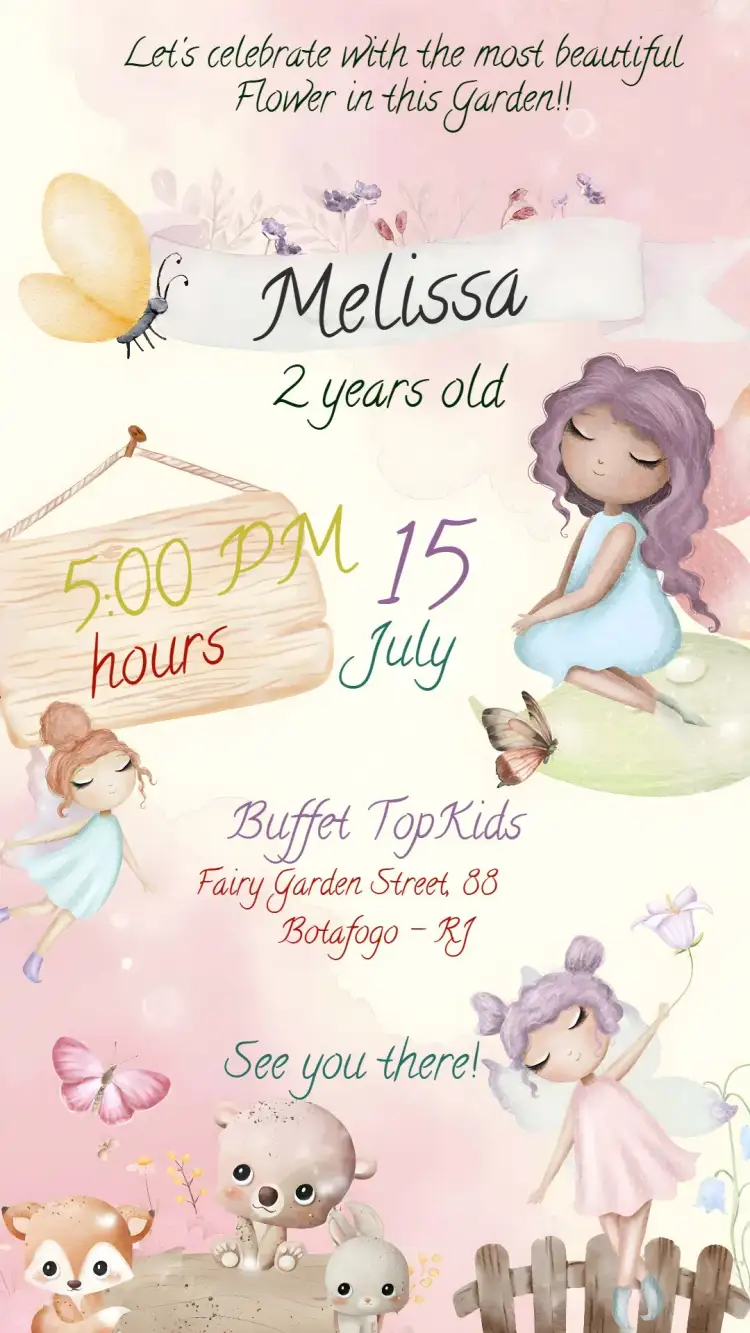 Invitation Delicate Fairy Garden – Commemorative Dates theme watercolor, delicate, fantasy, nature, soft colors, magical
