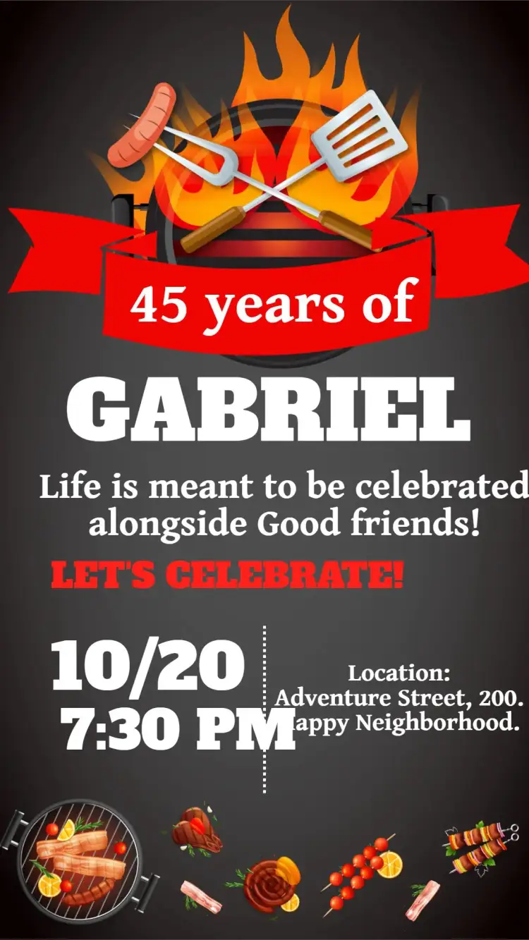 Invitation Adult Barbecue Birthday – Birthday theme pub, contemporary, dynamic, laid-back, masculine