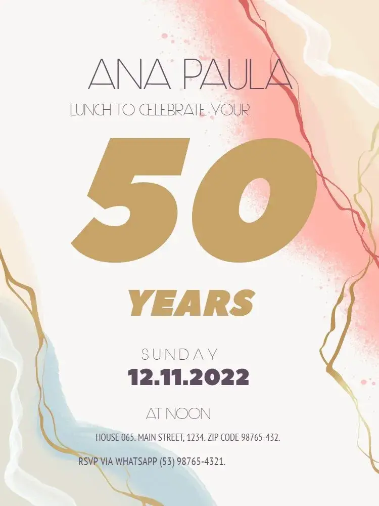 50 Years Elegant Celebration invitation