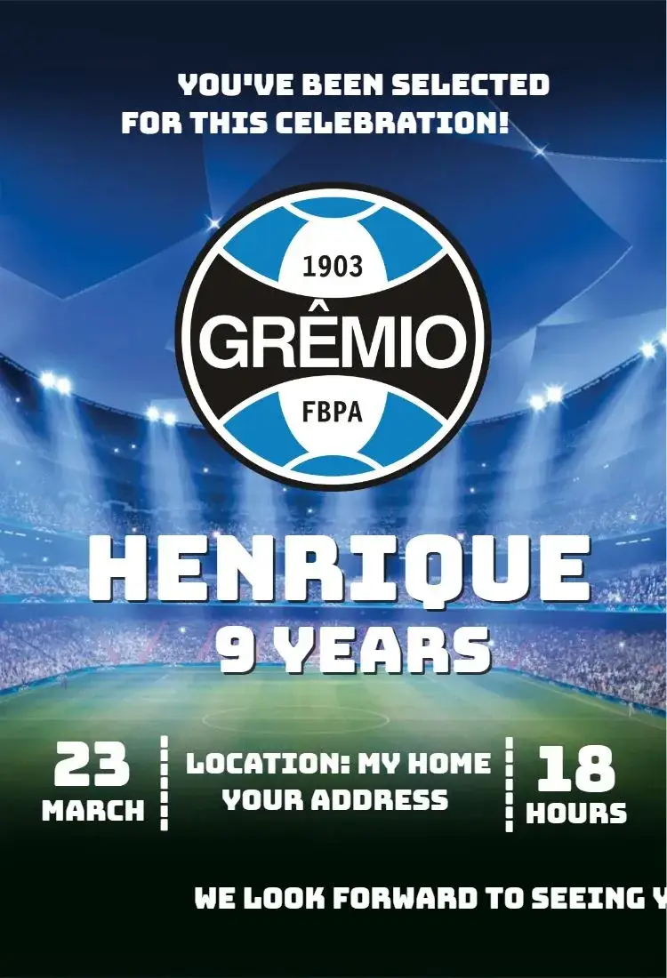Invite Grêmio 2 editable and customizable