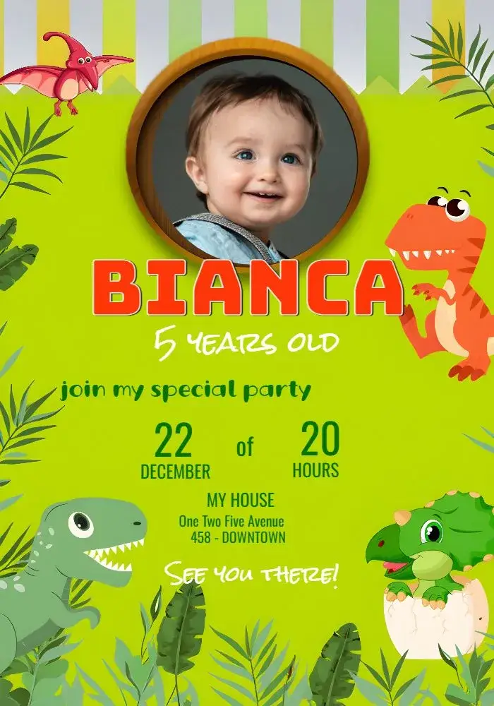 Dino Baby With Photo invitation