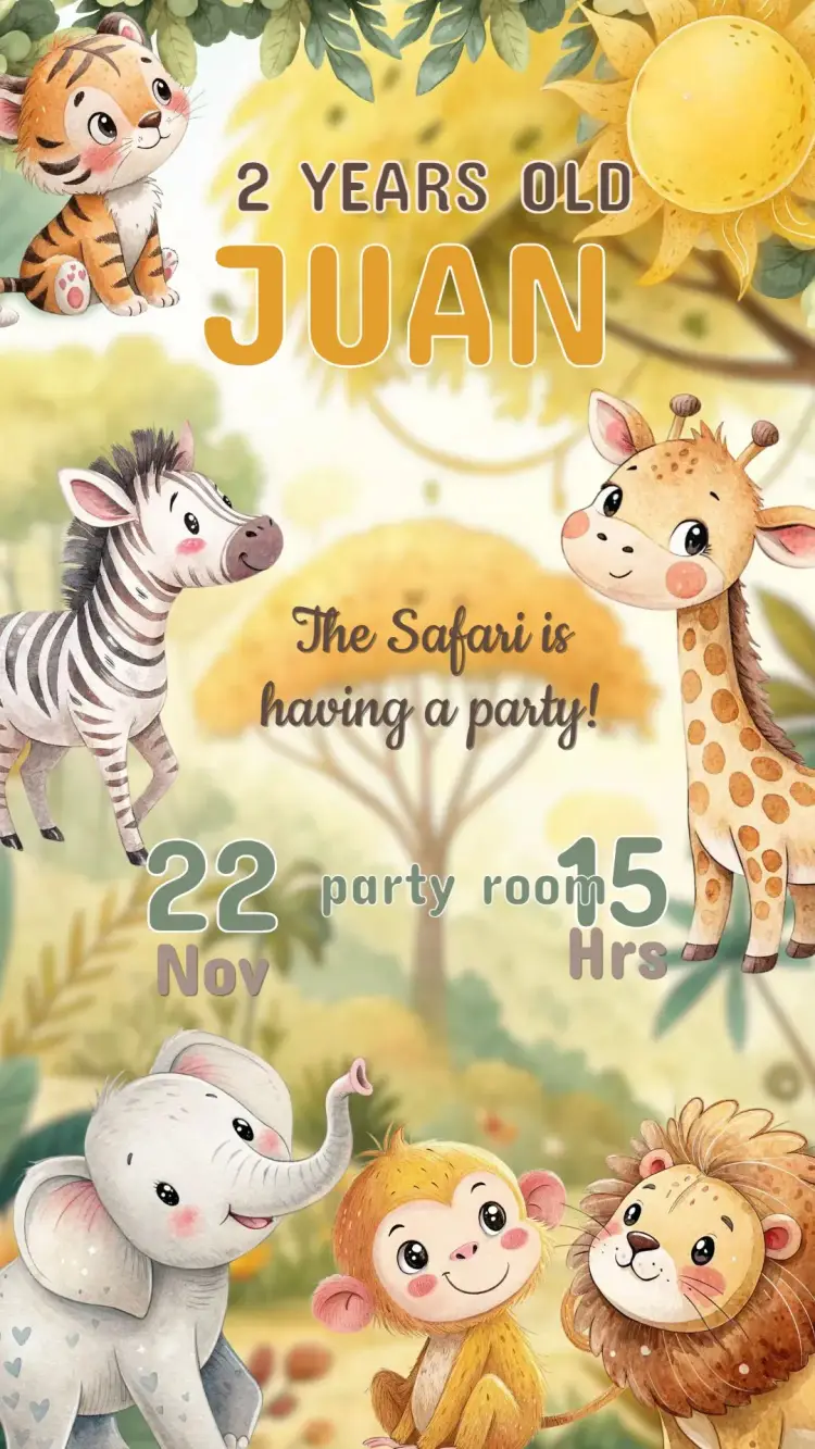 Safari Kids Birthday Invitation