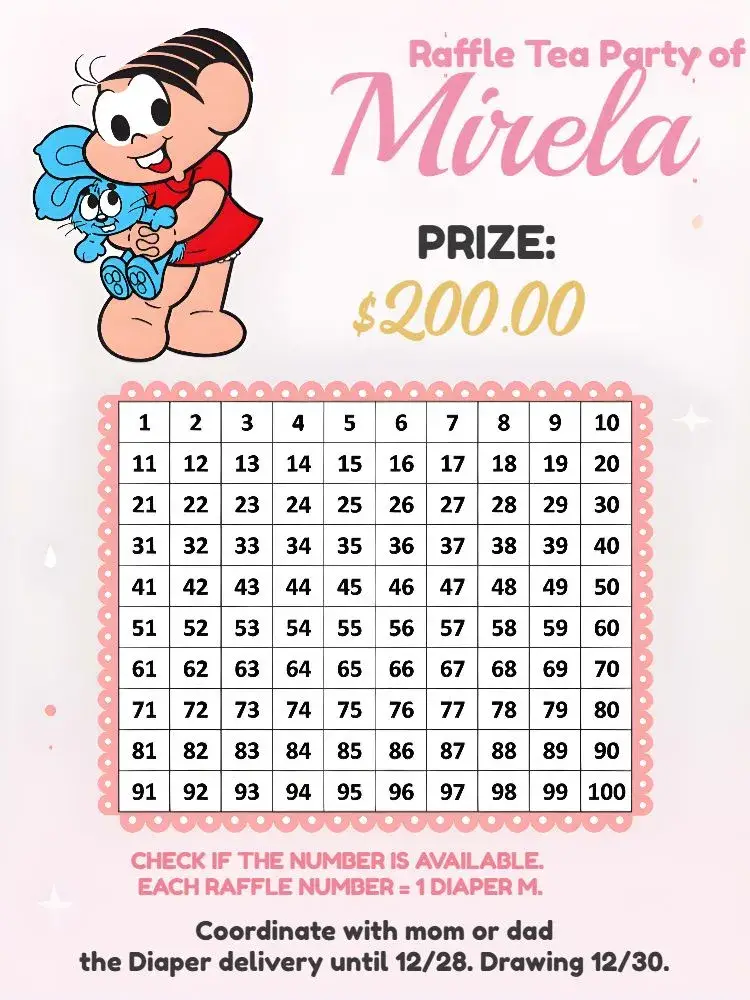 Monica's Pink Raffle Tea Party invitation