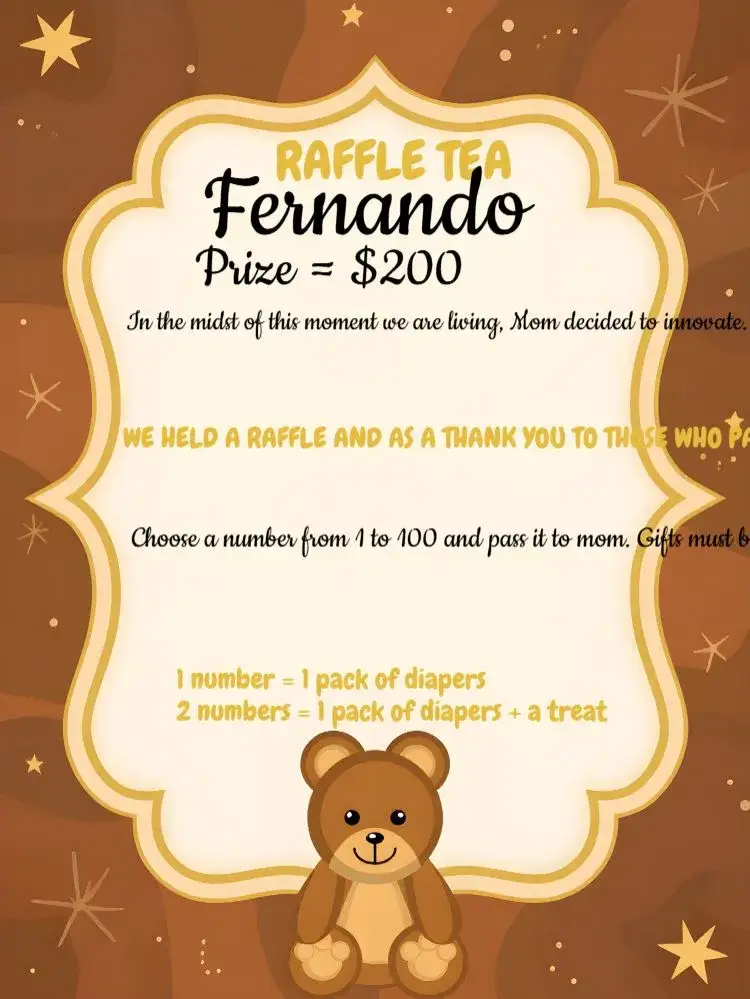 Invitation Tea Raffle Teddy Bear Tea – Raffle Tea theme golden, white, black, modern, cute, minimalist