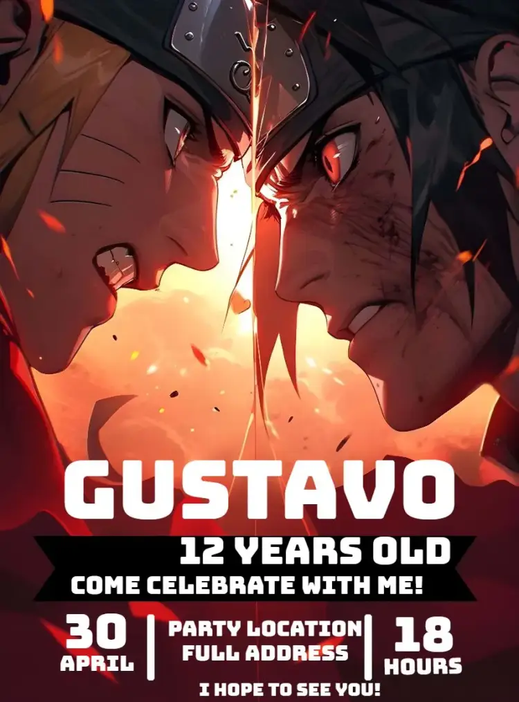 Naruto And Sasuke Caldas invitation