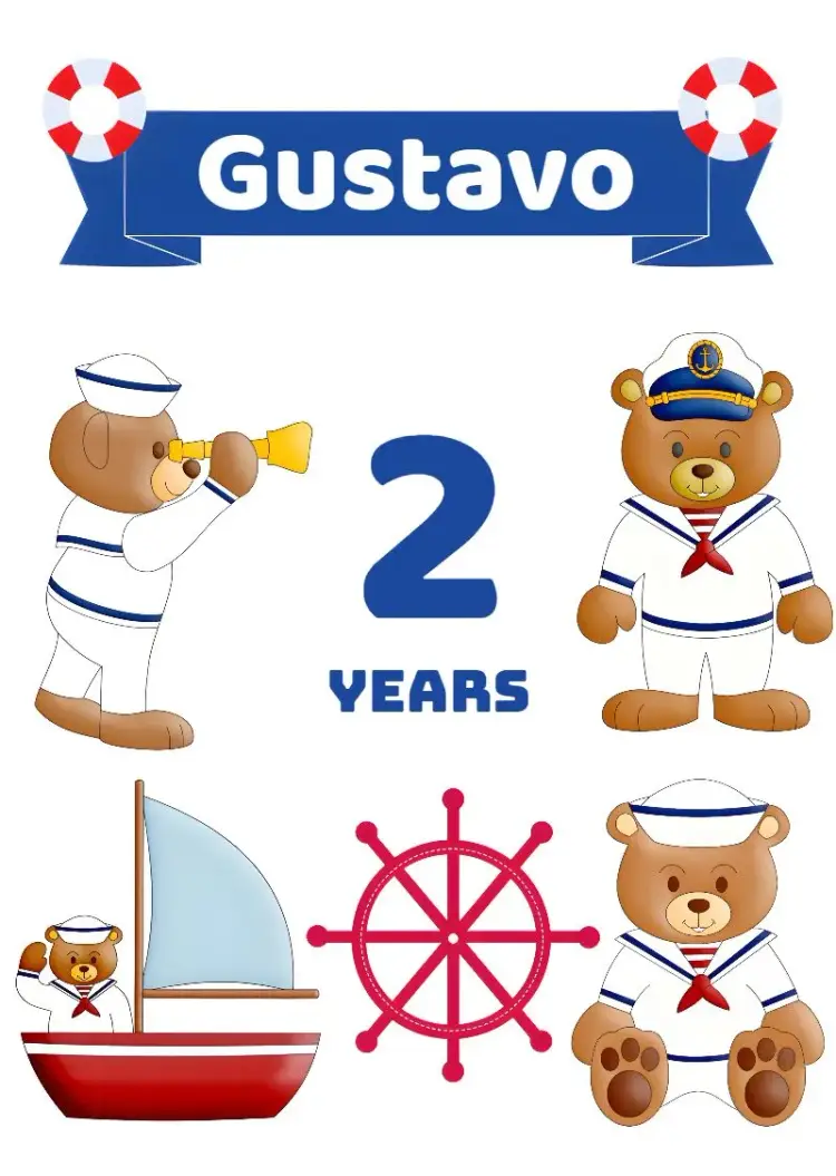 Sailor Teddy Bear Cake Topper invitation