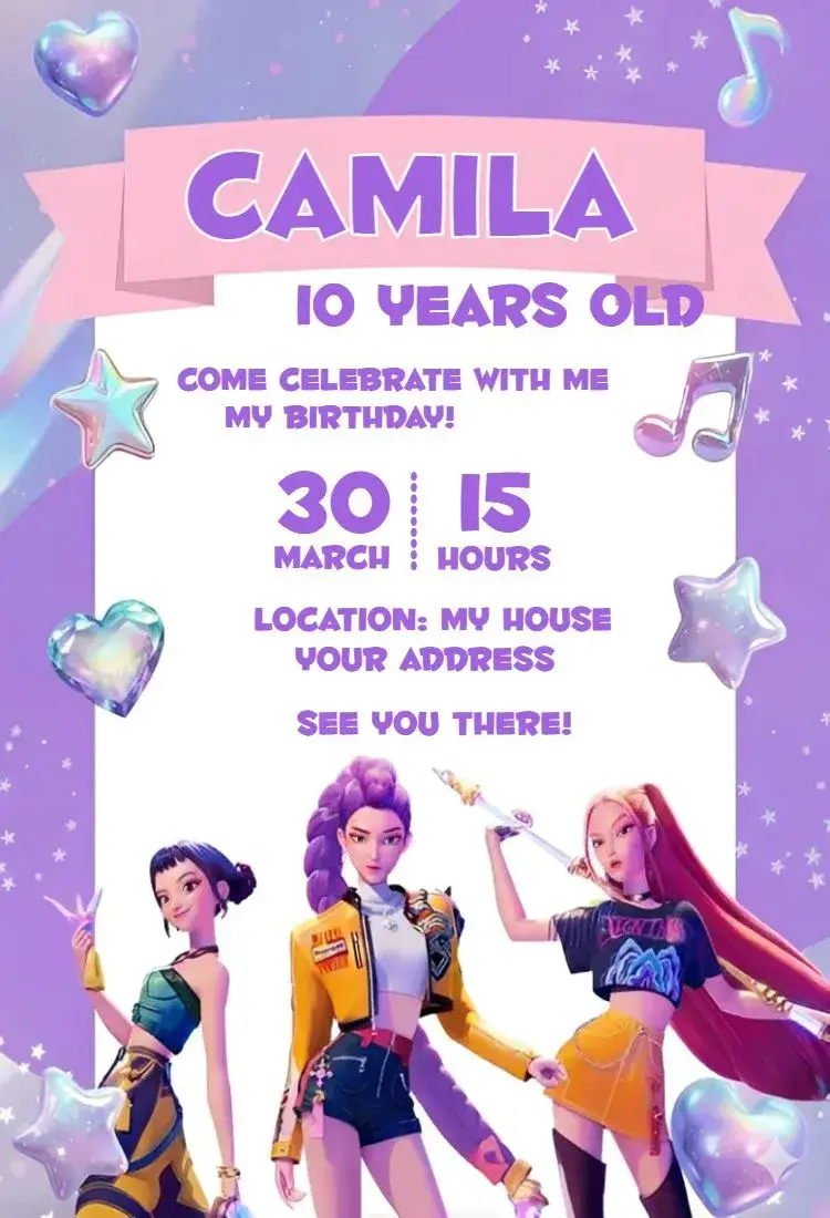 Invite Warriors of Kpop 2 editable and customizable