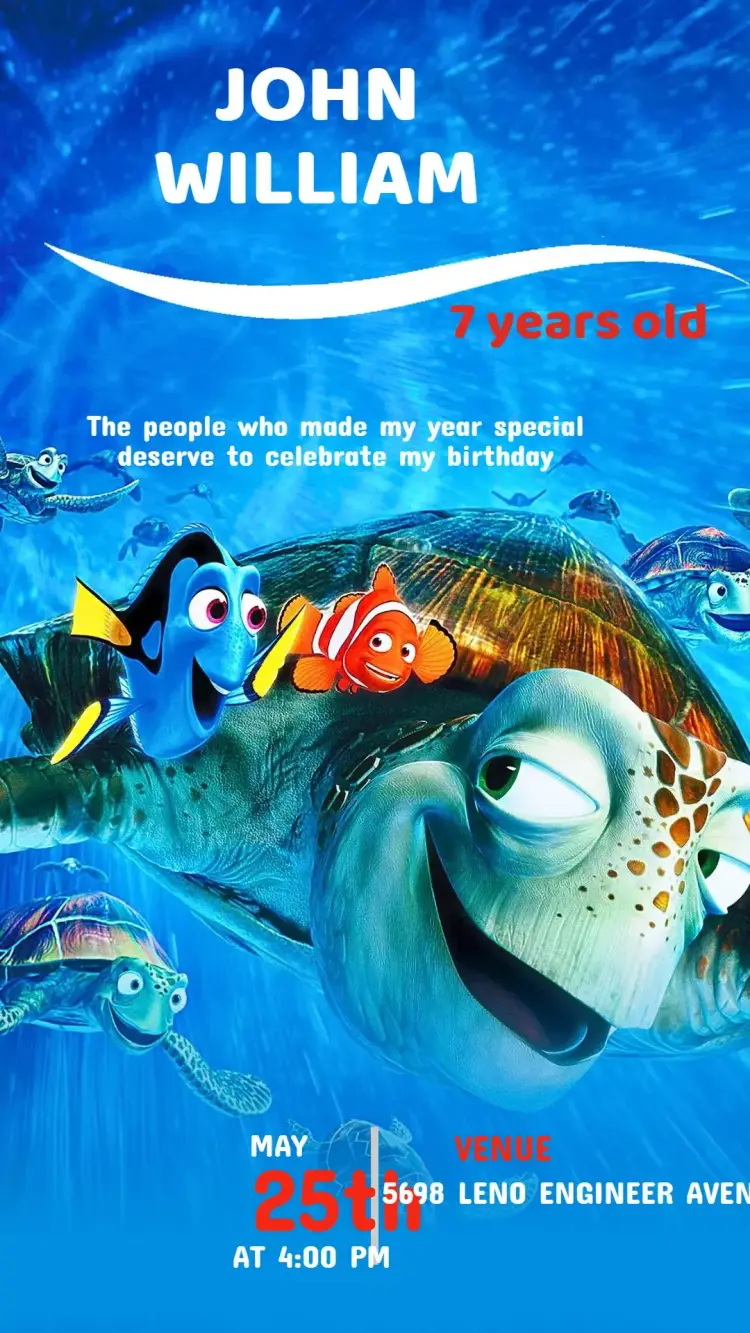 Finding Nemo Birthday Invitation