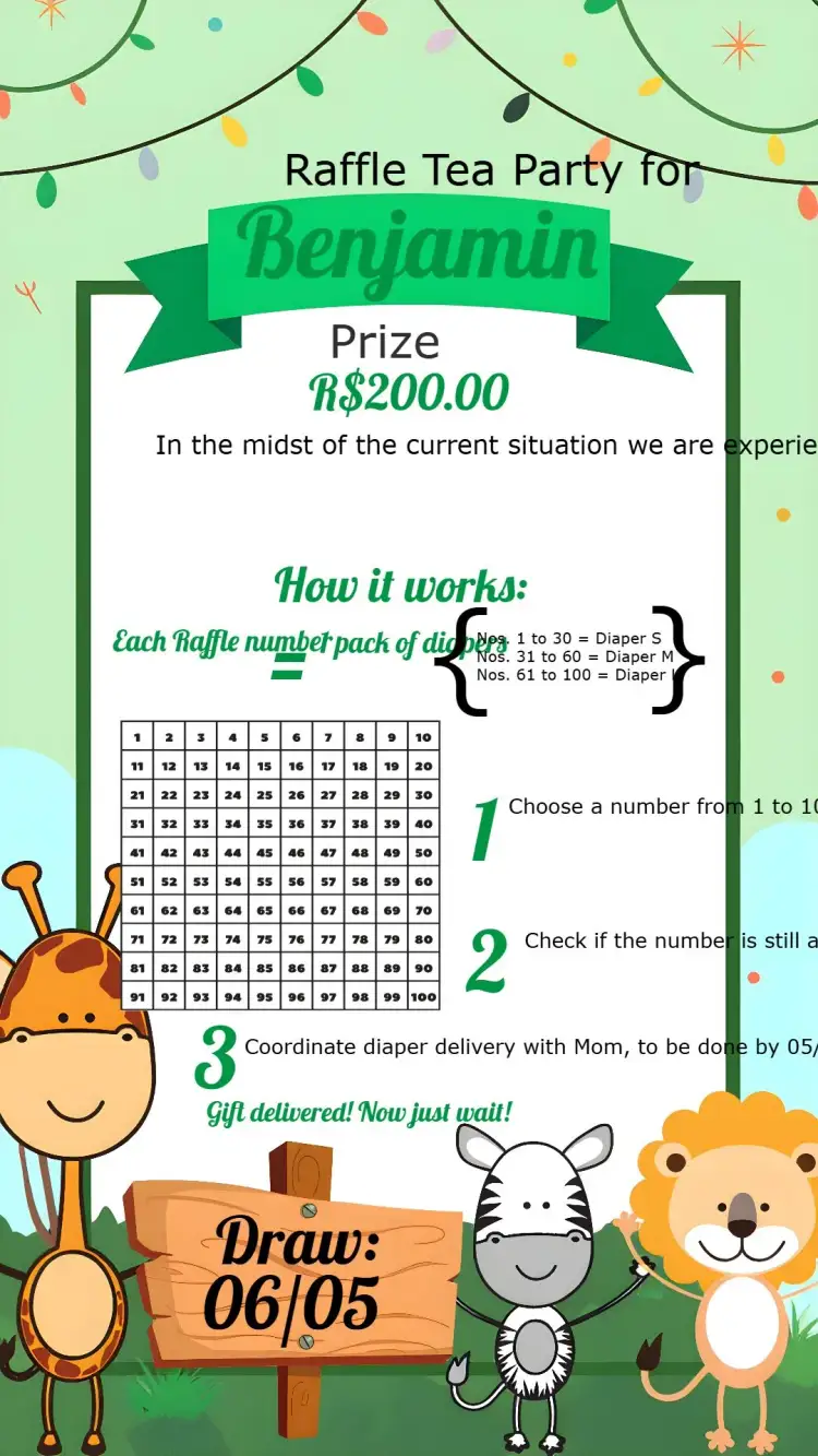 Invitation Safari Jungle Raffle Tea – Raffle Tea theme jungle, animals, colorful, fun-filled, tropical, childlike
