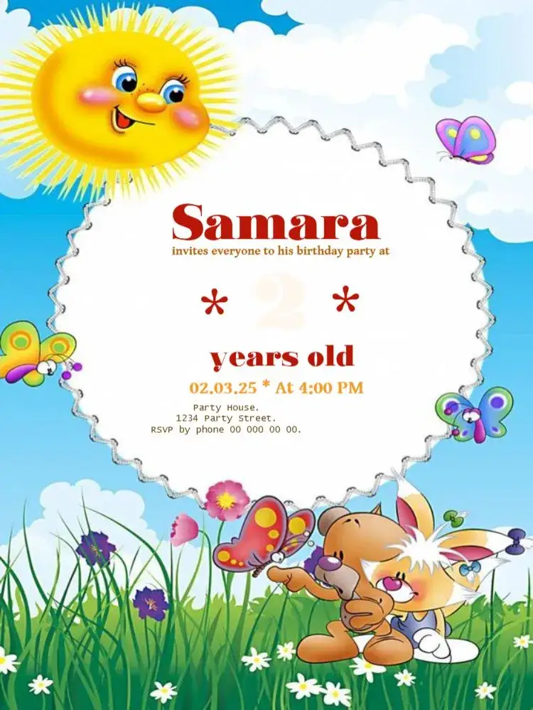 Invitation Desenhoeditar Flowers Drawing – Kids' Birthday Party theme floral, colorful, childlike, fun, delicate