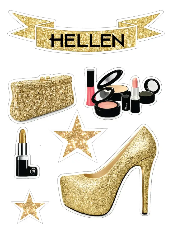 Invitation Golden Fashion Party – Cake topper theme golden, minimalist, modern, fashionable, glamorous, elegant