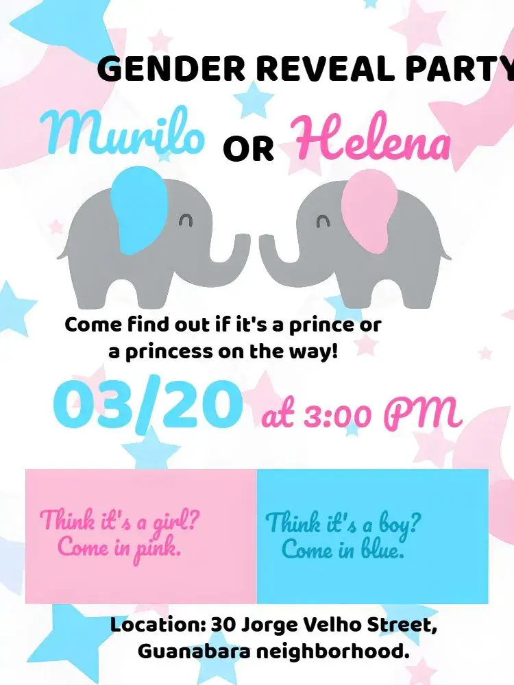 Elephant Baby Shower Gender Reveal invitation