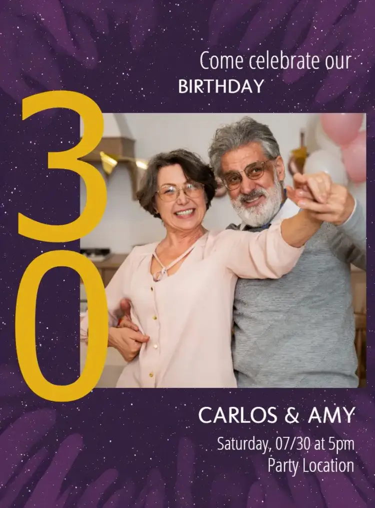 Invitation Thirtieth Wedding Anniversary Purple Gold – Sweet 15 theme purple, golden, elegant, classic, modern