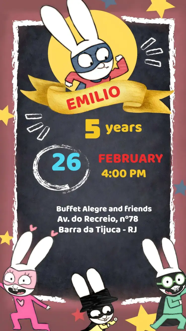Invitation Simon Coelho Children – Most searched for theme colorful, fun, playful, superhero-themed, childlike, cheerful