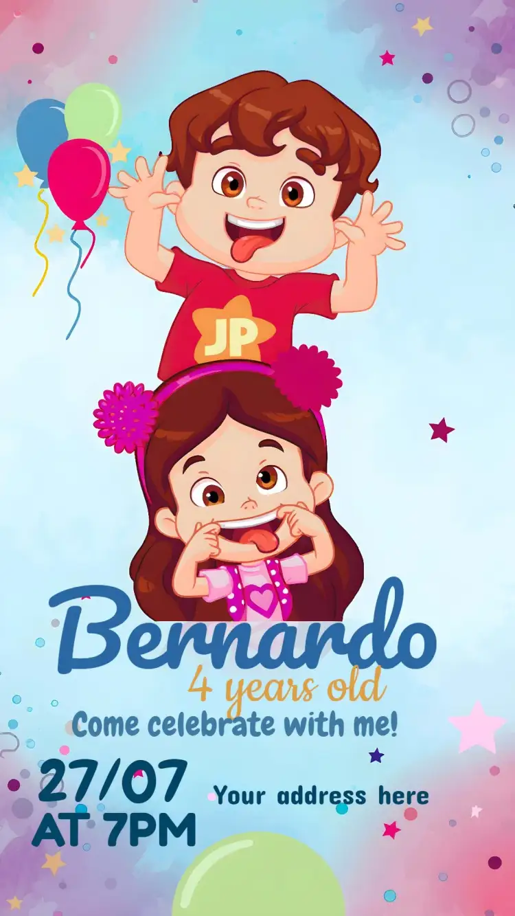 Invitation Maria Clara And Jp Boy – Commemorative Dates theme colorful, childish, modern, fun, youtuber, themed