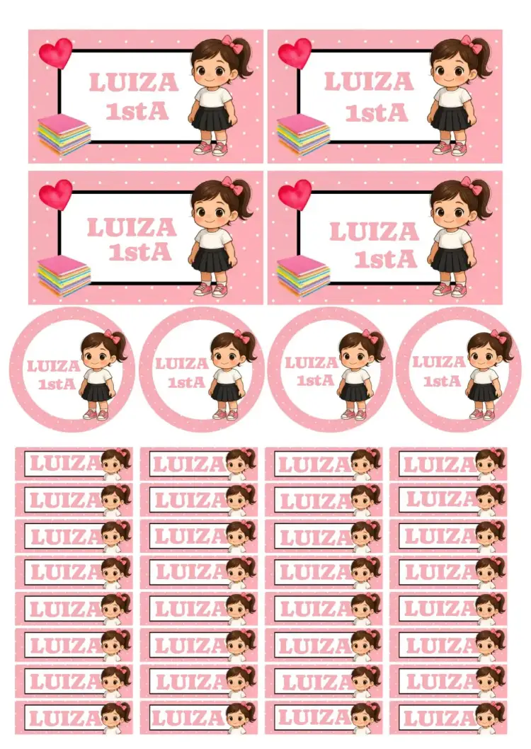 Invitation School label girl student mascot – Most searched for theme colorful, fun, childish, modern, creative