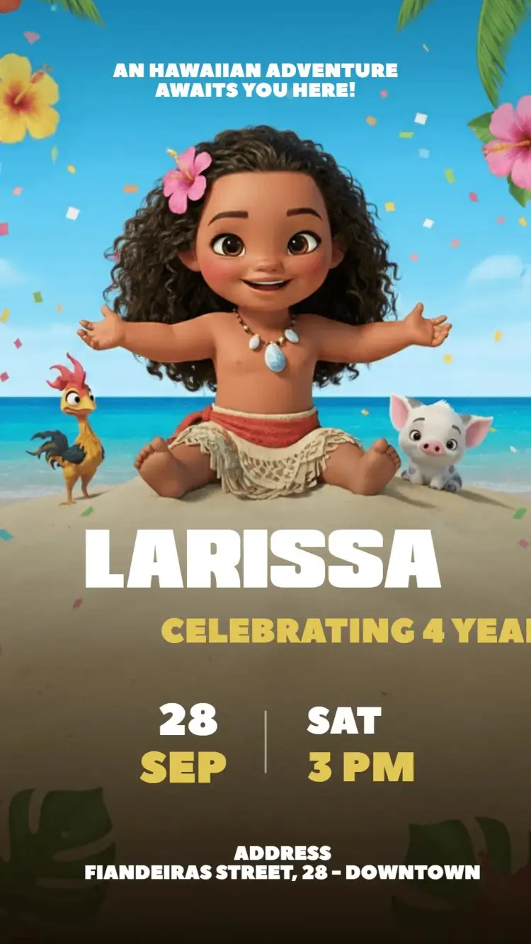 Moana Baby Digital Invitation