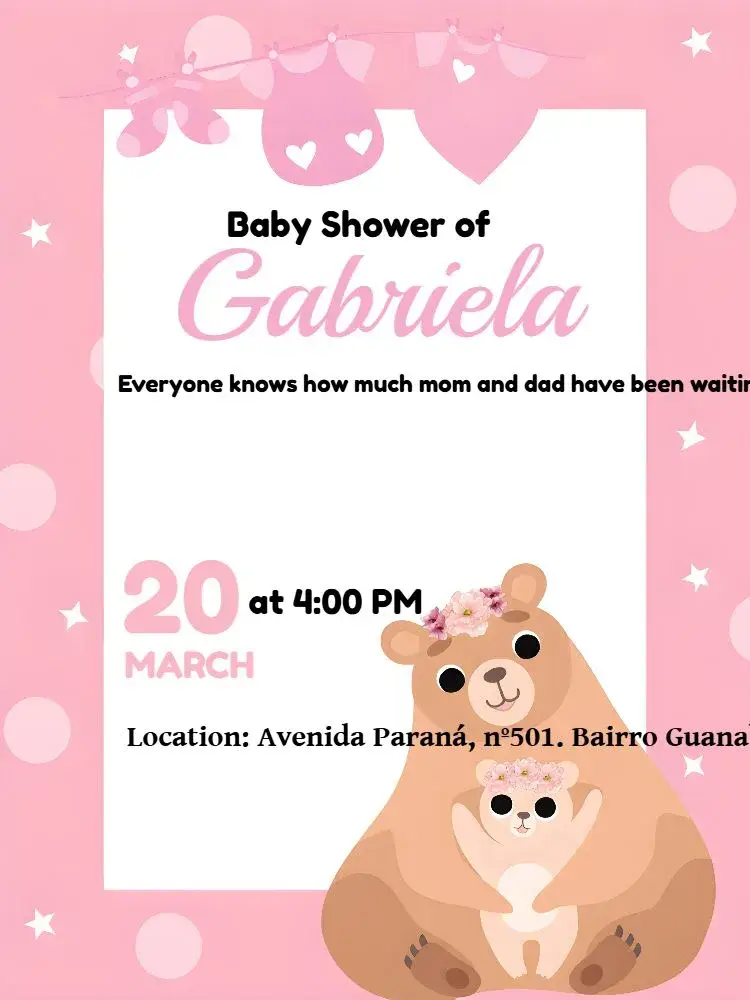 Baby Shower Little Bear Mommy and Pink Cub invitation