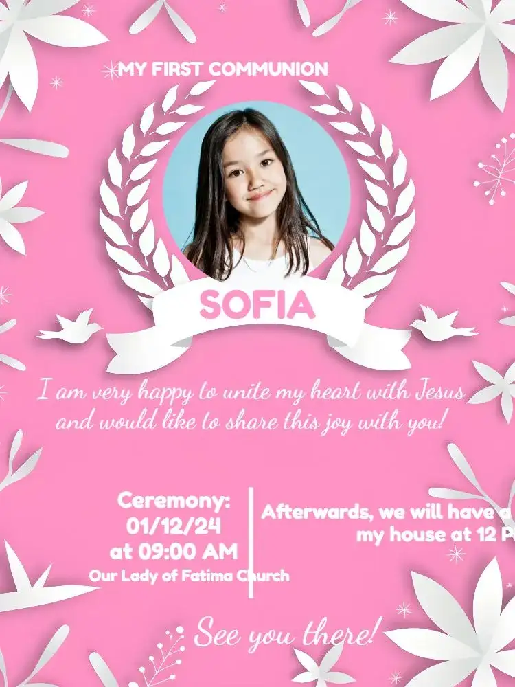 First Communion Pink With Photo Eucharist