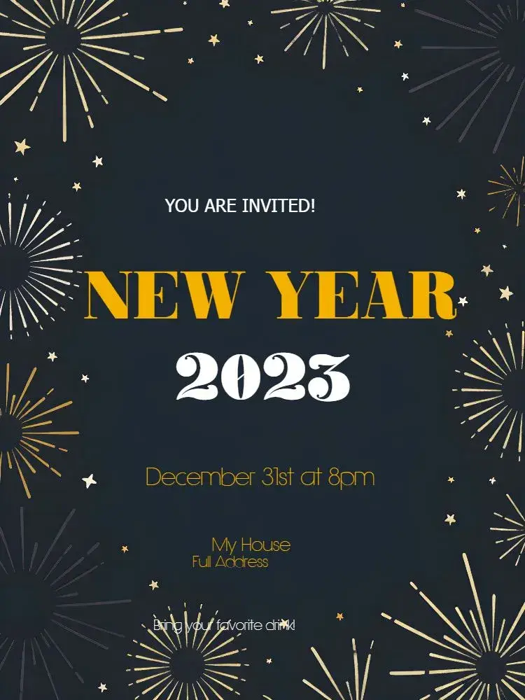 For White New Year Party invitation