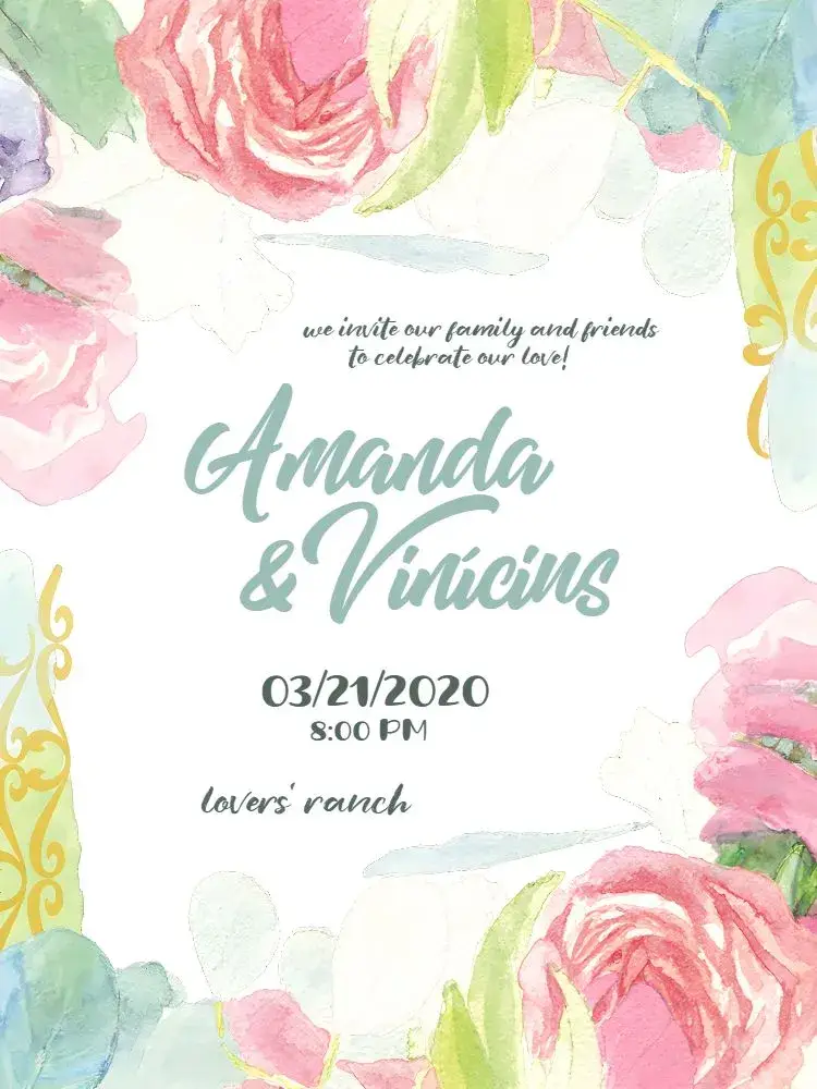 Colorful Floral Wedding invitation