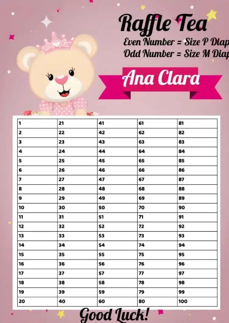Invitation Tea Raffle Diaper Party Princess Bear Names – Raffle Tea theme pink, white, black, children's, princess, delicate