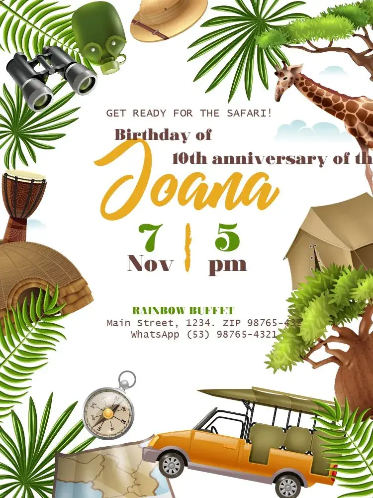 Safari Party invitation